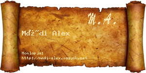 Mádi Alex névjegykártya